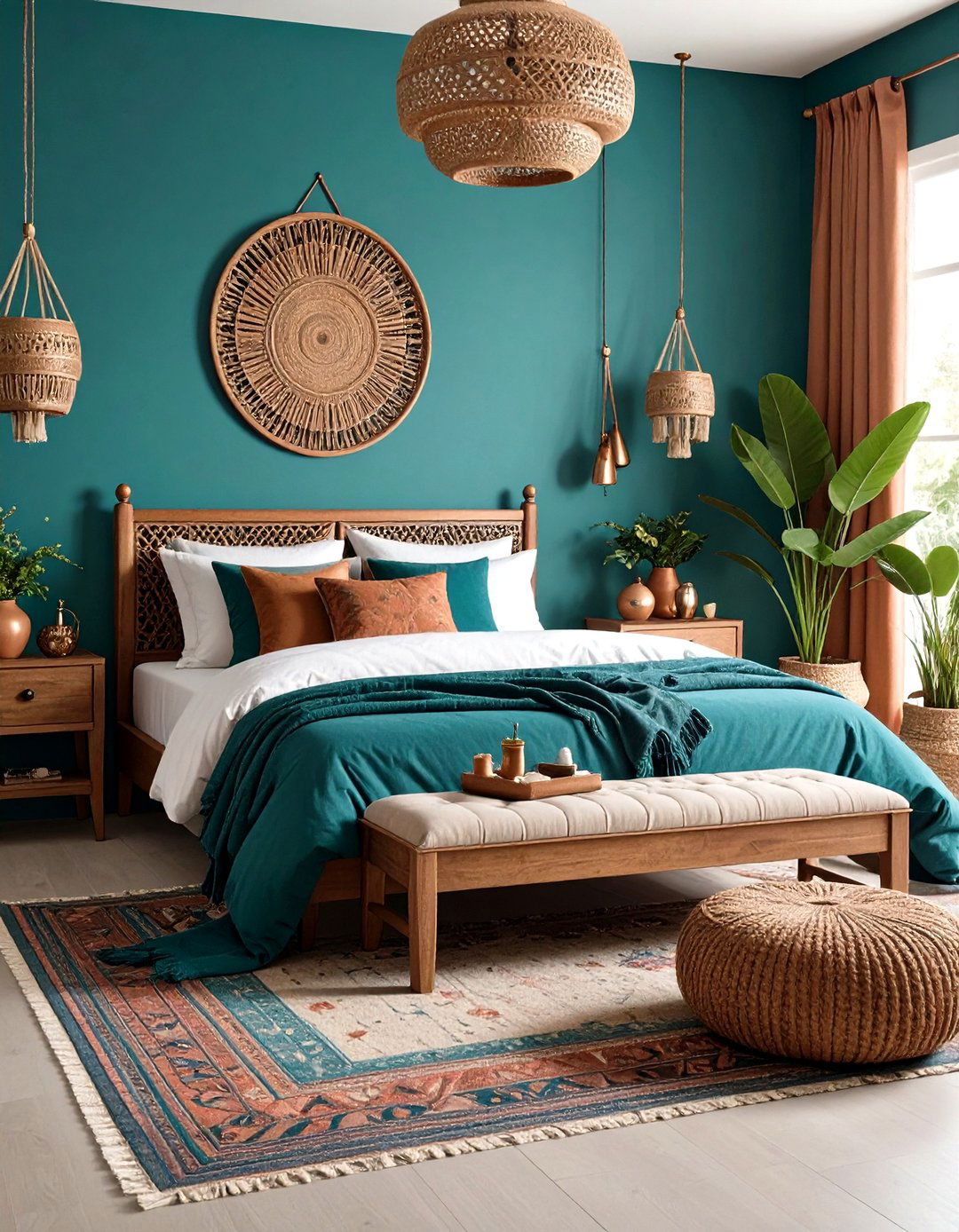 Teal and Copper Boho Chic - 24 Colorful Bedroom Ideas