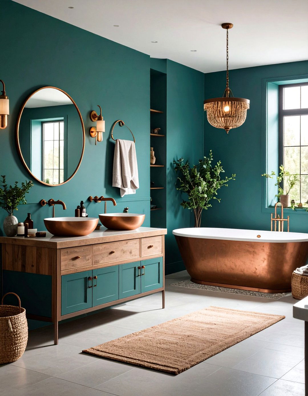 Teal and Copper Rustic Theme - 24 Teal Bathroom Ideas