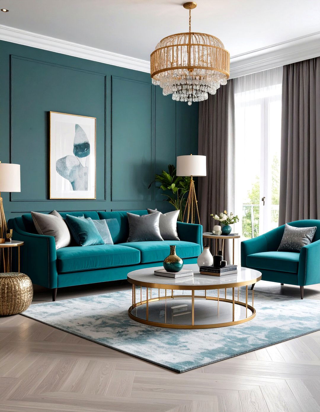 Teal and Gray Sophistication - 24 Teal Living Room Ideas