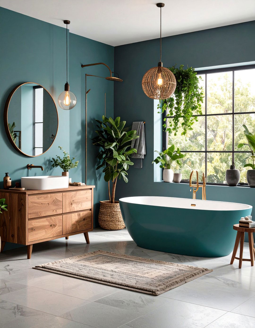 Teal and Grey Modern Combination - 24 Teal Bathroom Ideas