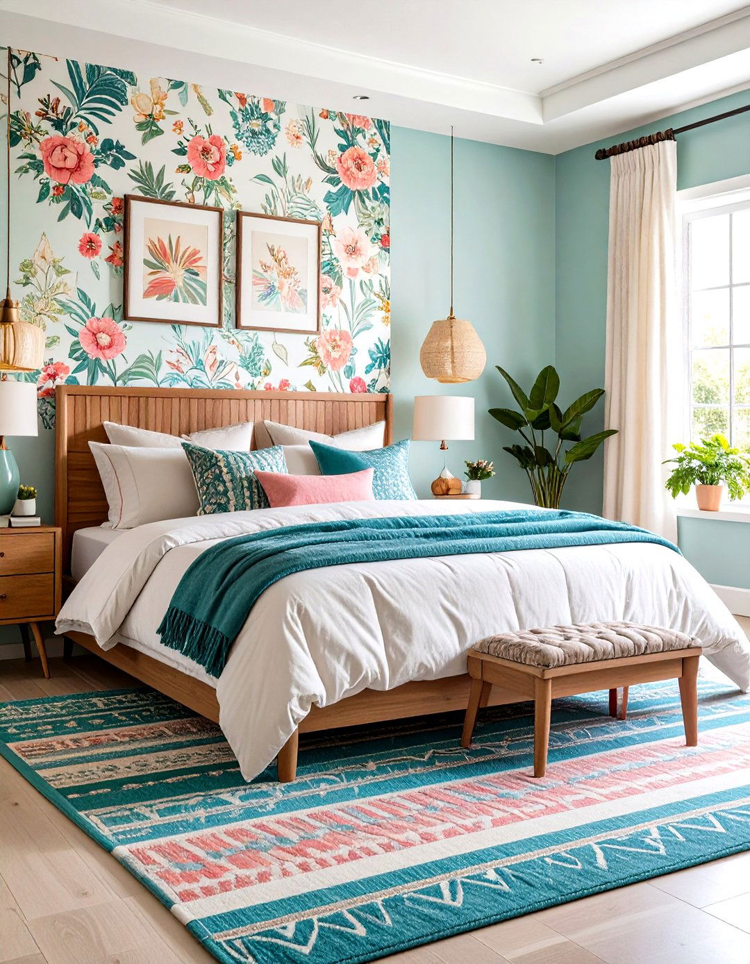 Teal and Pink Pattern Paradise - 24 Teal and Pink Bedroom Ideas