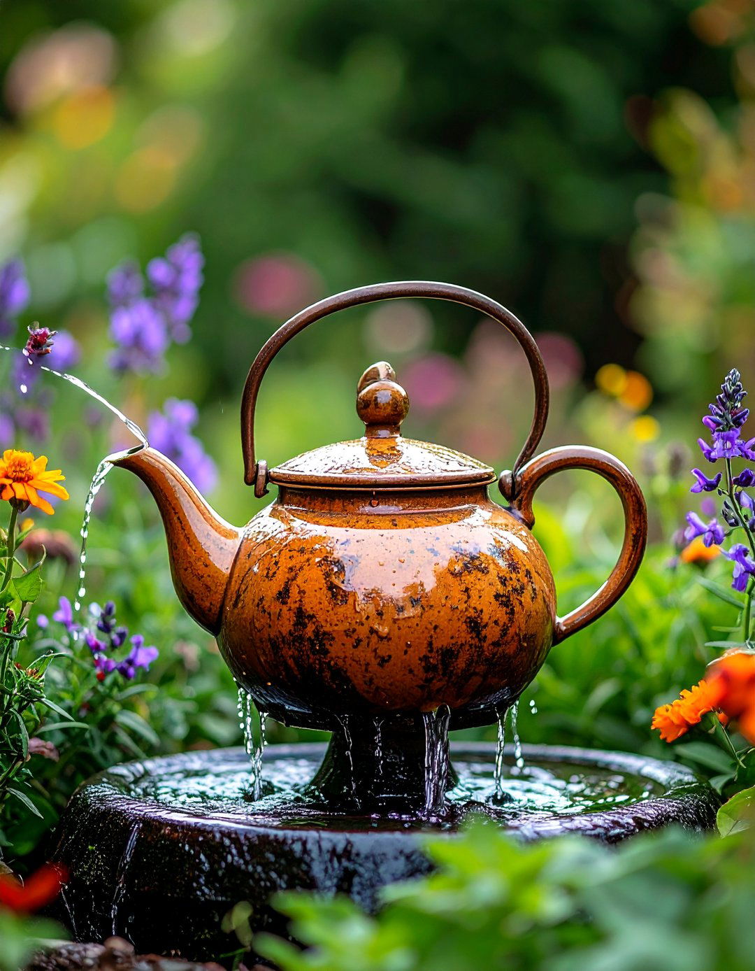 Teapot Fountain - 24 Backyard Fountain Ideas