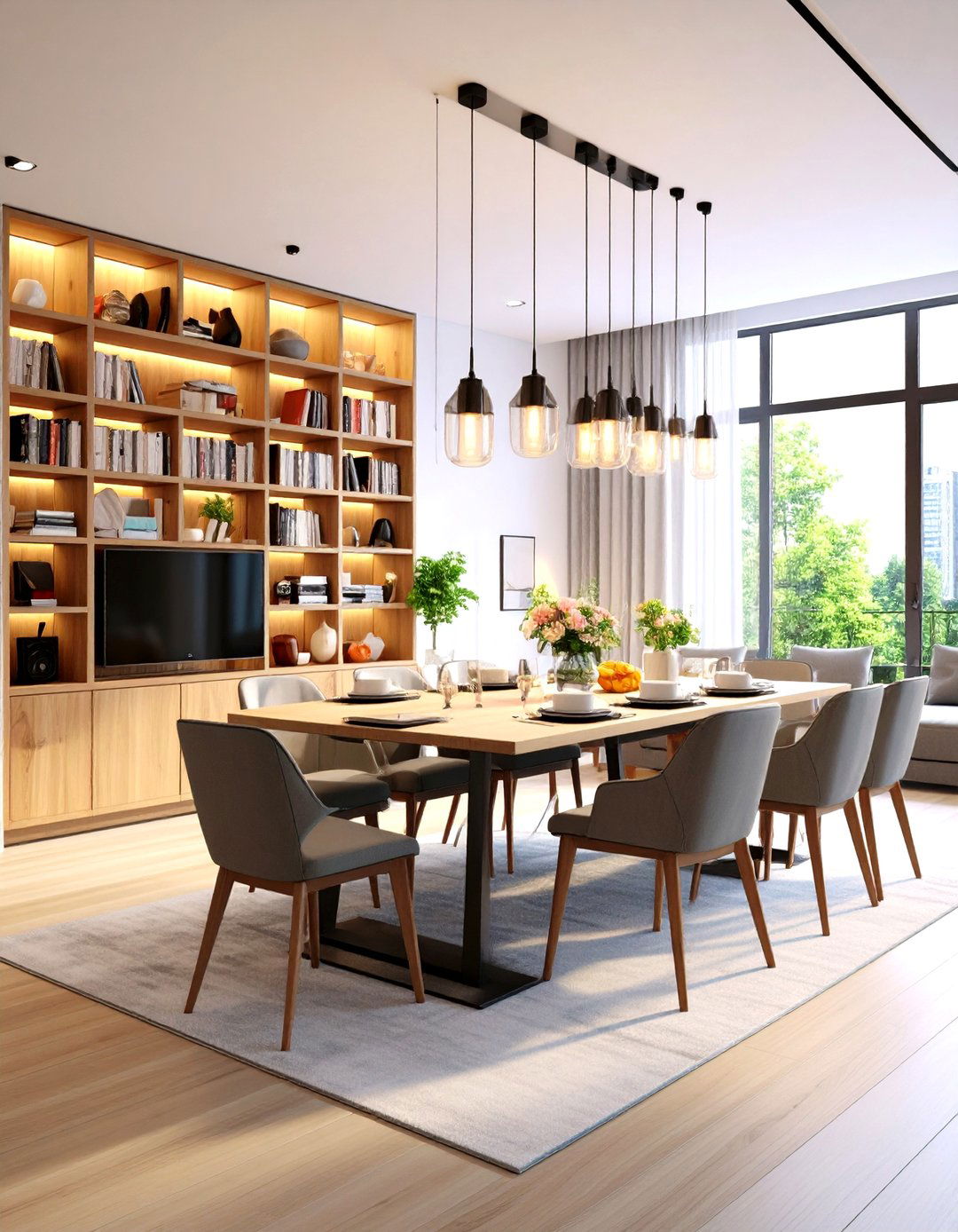 Technology Integrated Smart Library Dining Room - 24 Library Dining Room Combo Ideas