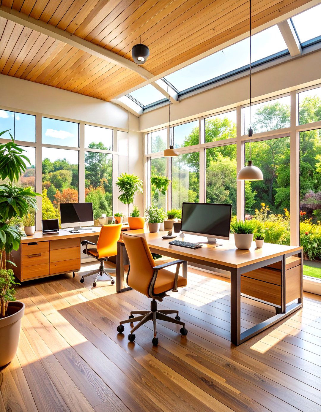 Technology Integrated Sunroom Office - 24 Sunroom Office Ideas
