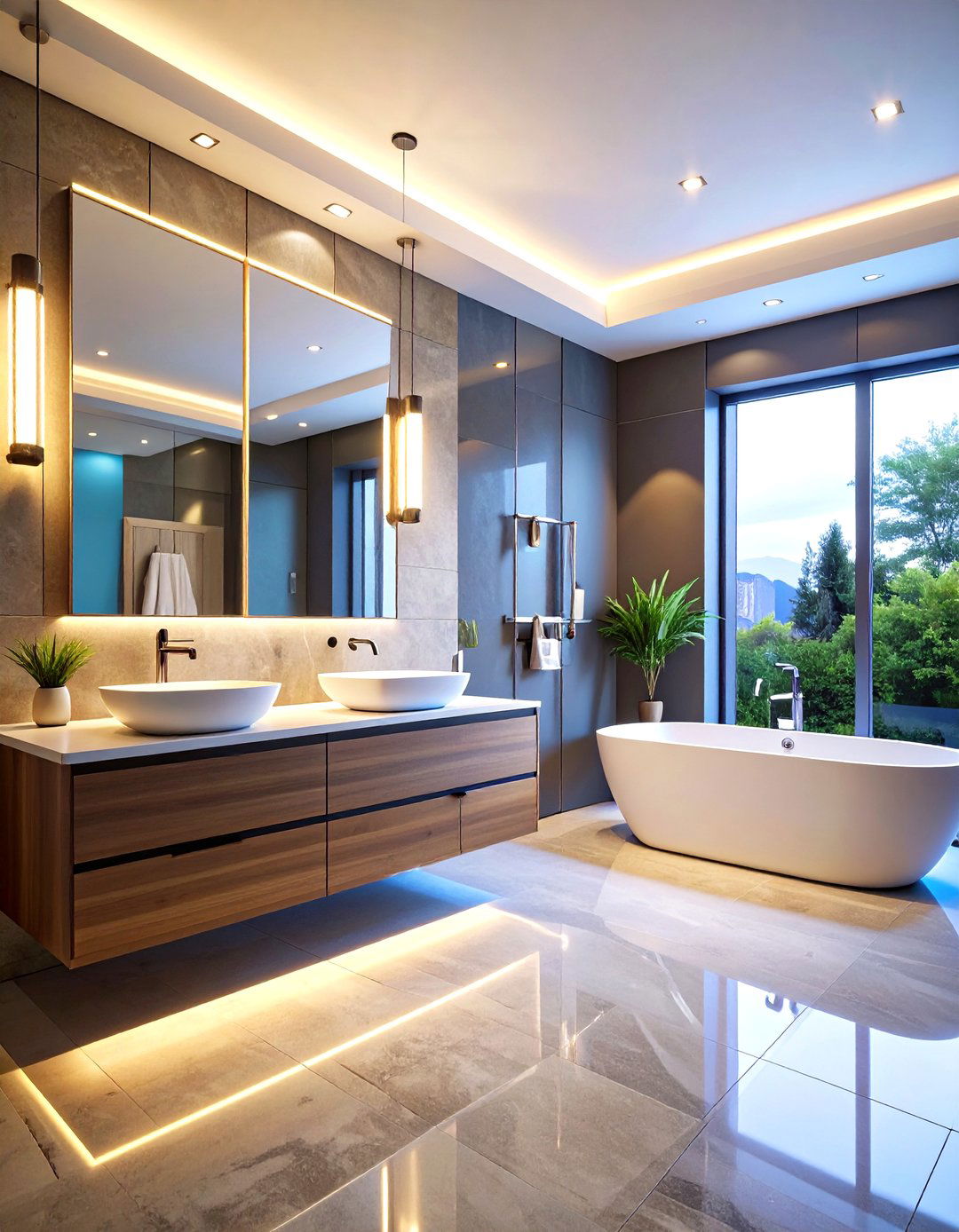 Technology Integration Features - 24 Small Master Bathroom Ideas