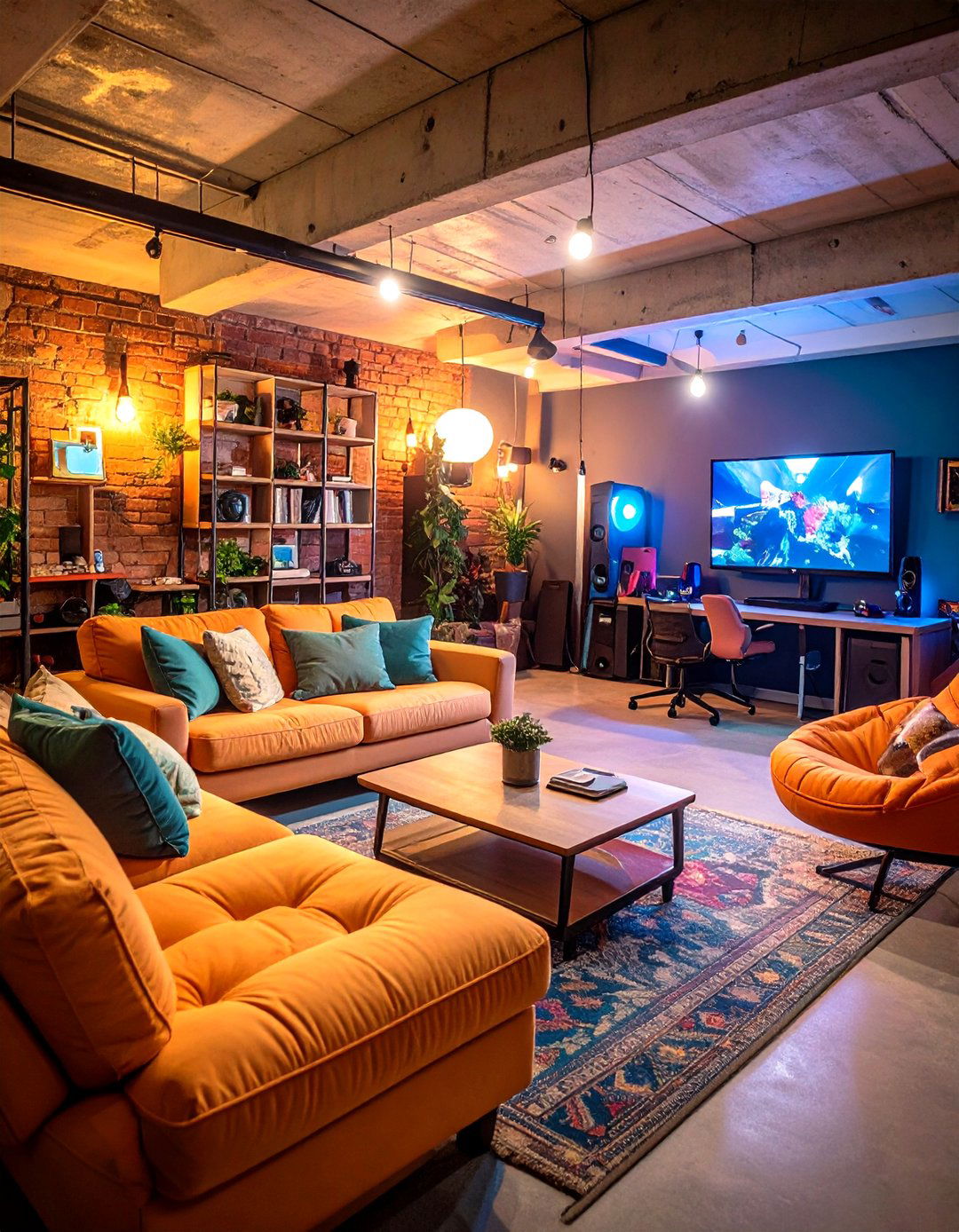 Teen Hangout Basement with Lounge Seating - 24 Basement Ideas