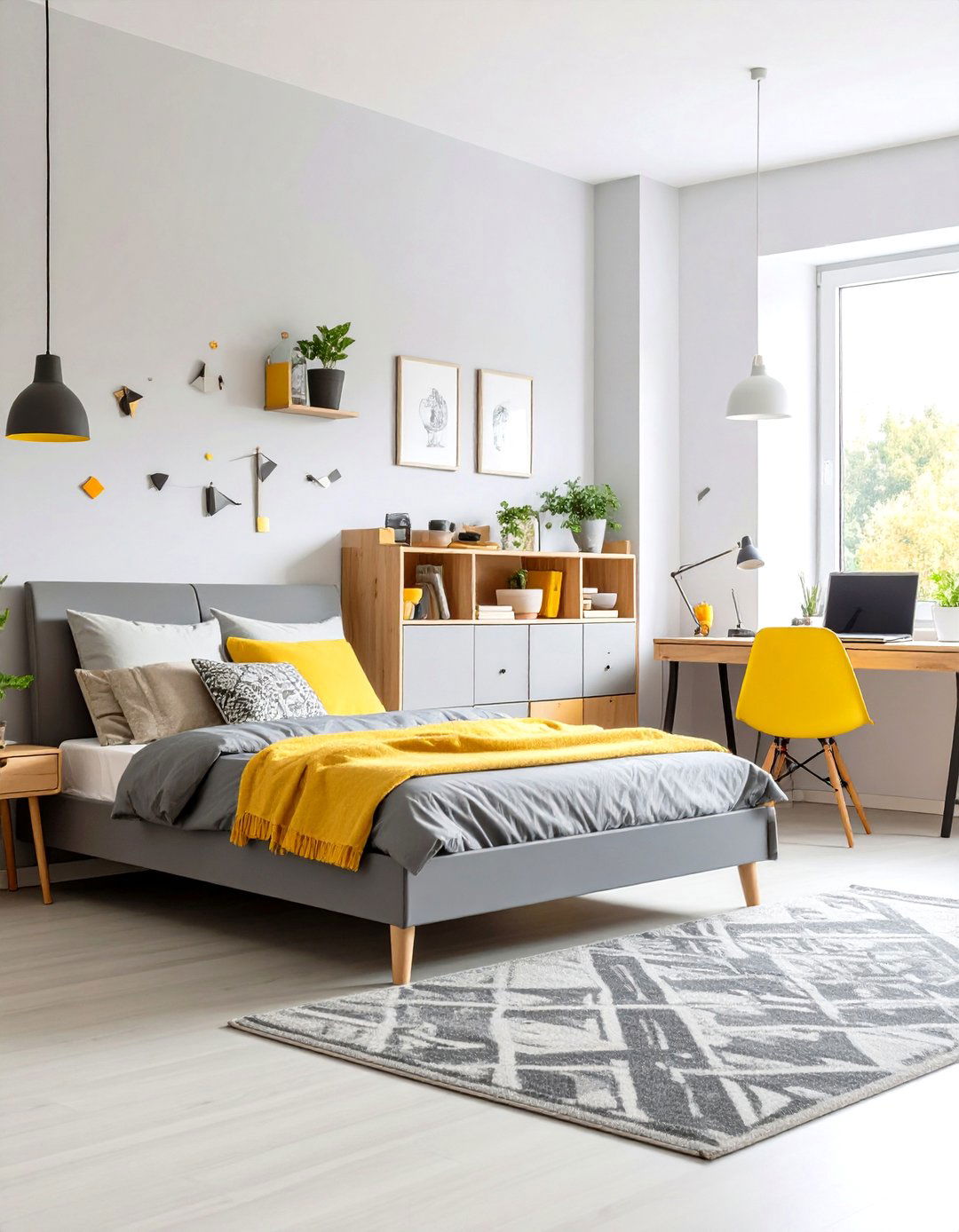 Teen Modern Yellow and Grey Bedroom - 24 Yellow and Grey Bedroom Ideas