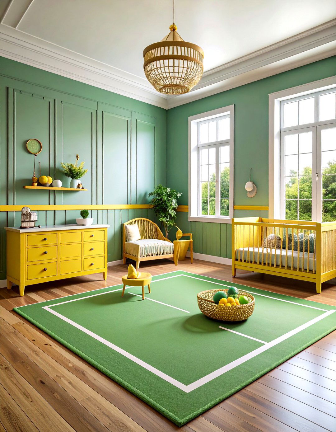 Tennis Court Nursery Design - 24 Sports Nursery Ideas
