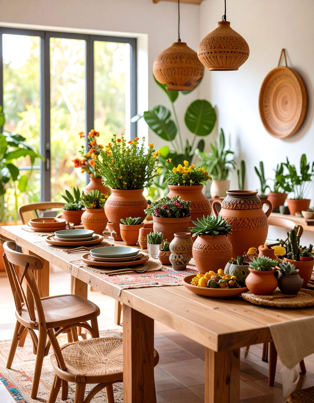 Terra Cotta Plant Containers - 24 Boho Dining Room Ideas