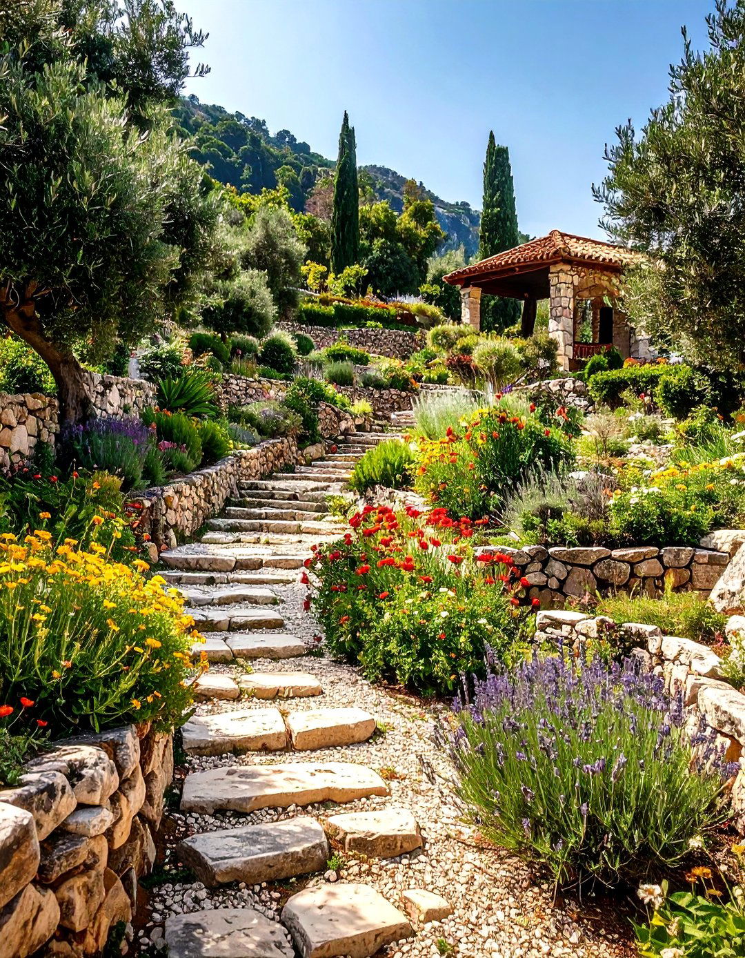 Terraced Hillside Herb Garden - 24 Greek Garden Ideas