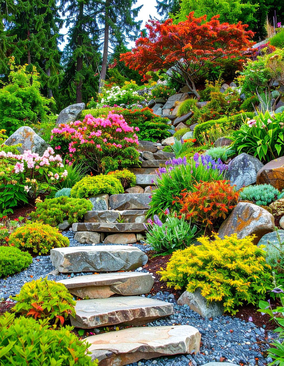 Terraced Hillside Rock Gardens - 24 Rock Landscaping Ideas