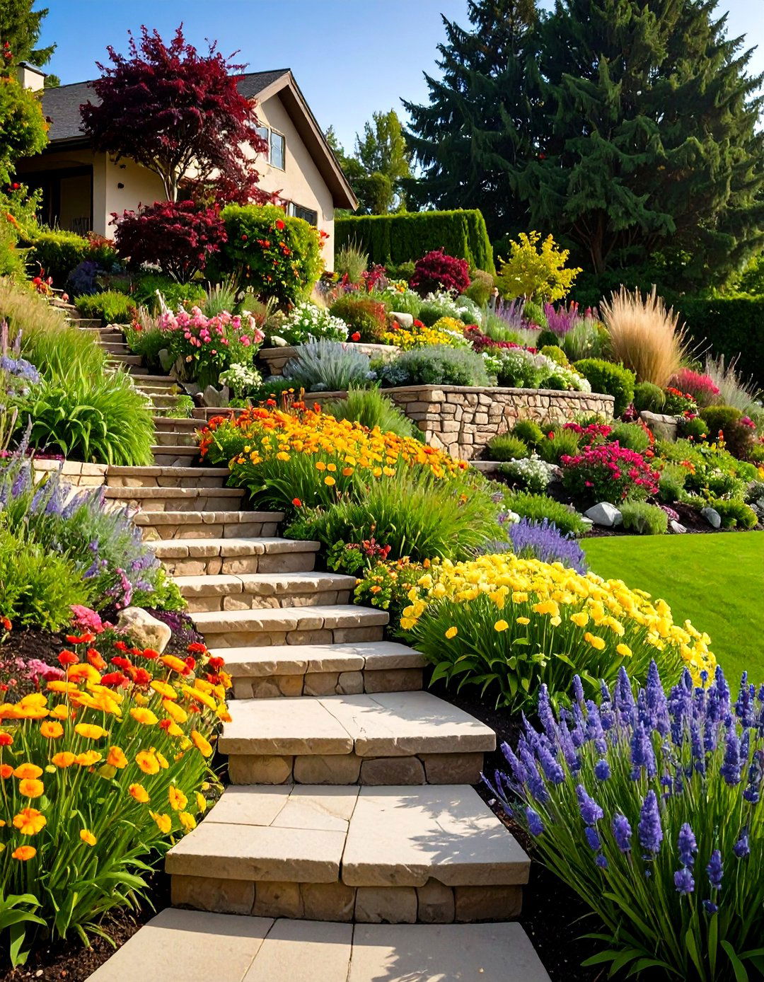 Terraced Slope Garden Design - 24 Landscaping Ideas