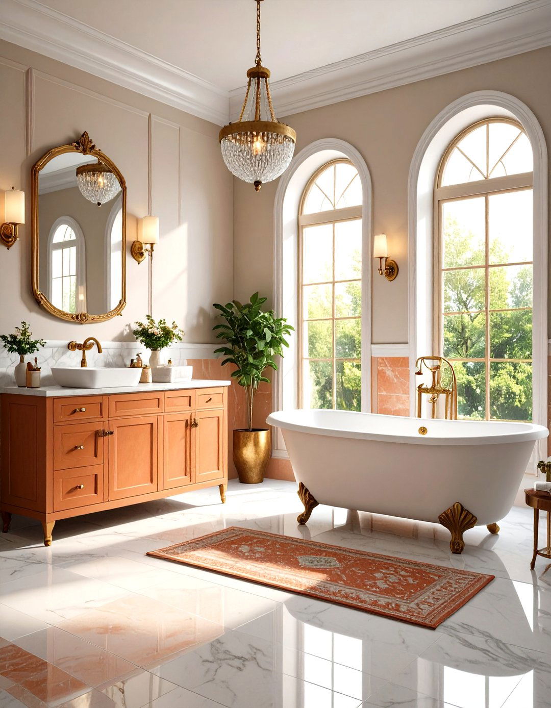Terracotta Brass Vintage Elegance - 24 Terracotta Bathroom Ideas