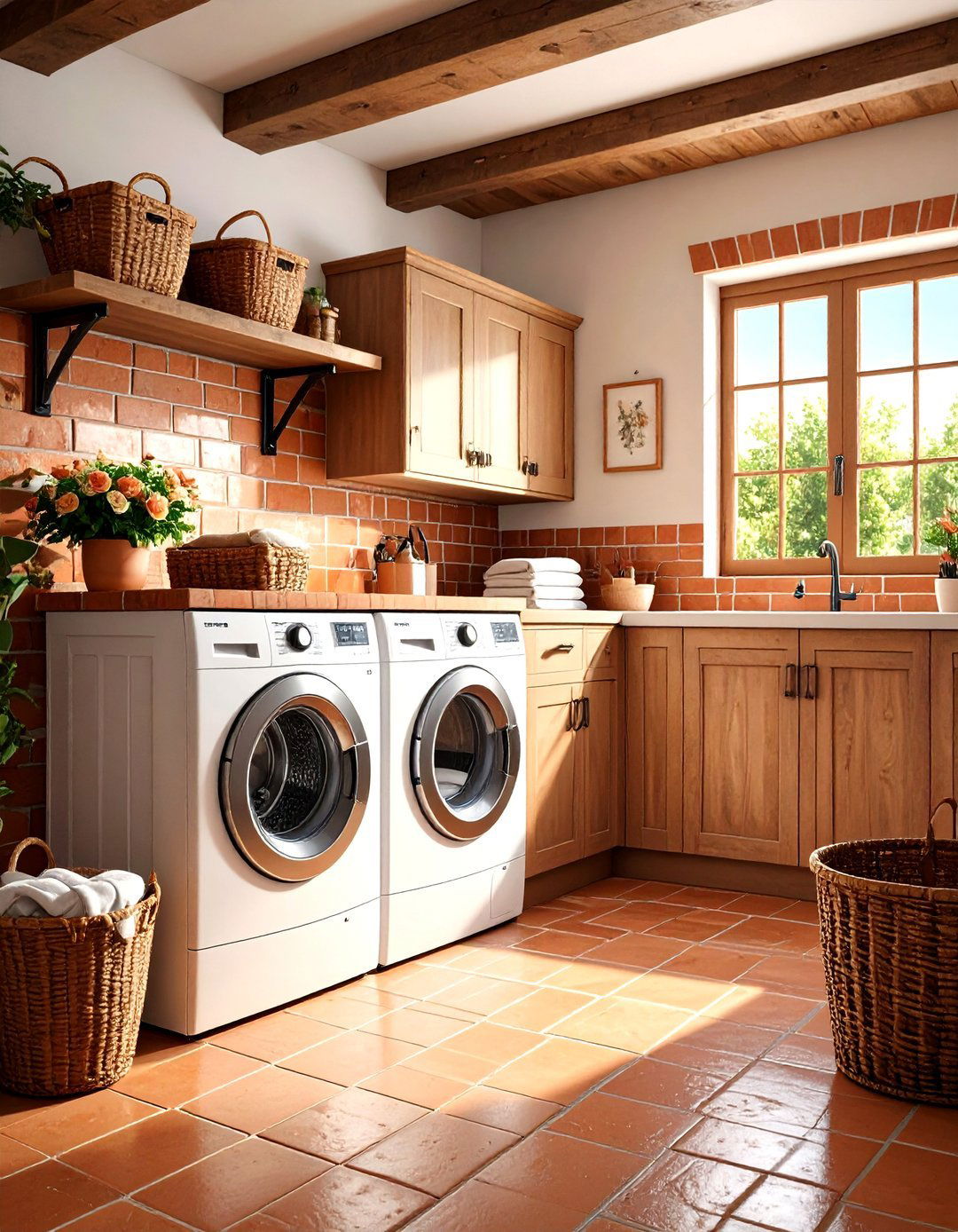 Terracotta Brick Mediterranean Style - 24 Brick Floor Laundry Room Ideas