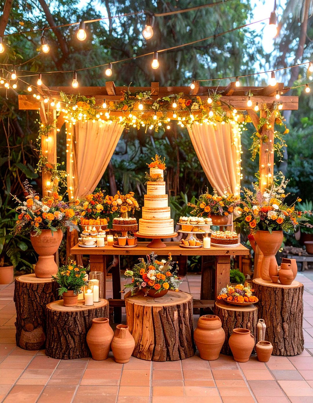 Terracotta Cake Display and Dessert Station - 24 Terracotta Wedding Décor Ideas