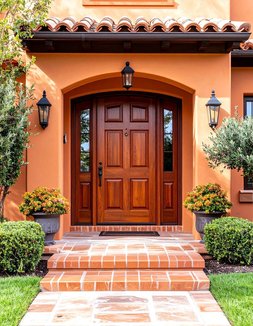 Terracotta Color Scheme Entrances - 24 Mediterranean Front Door Ideas