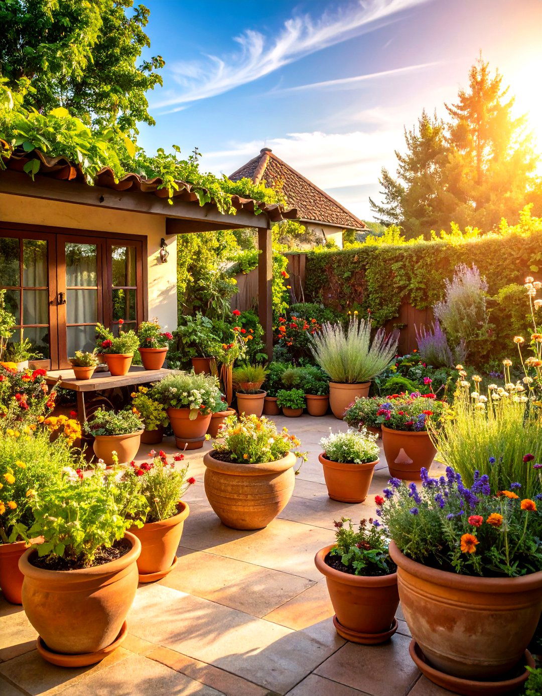 Terracotta Container Mediterranean Herb Garden - 24 Italian Garden Design Ideas