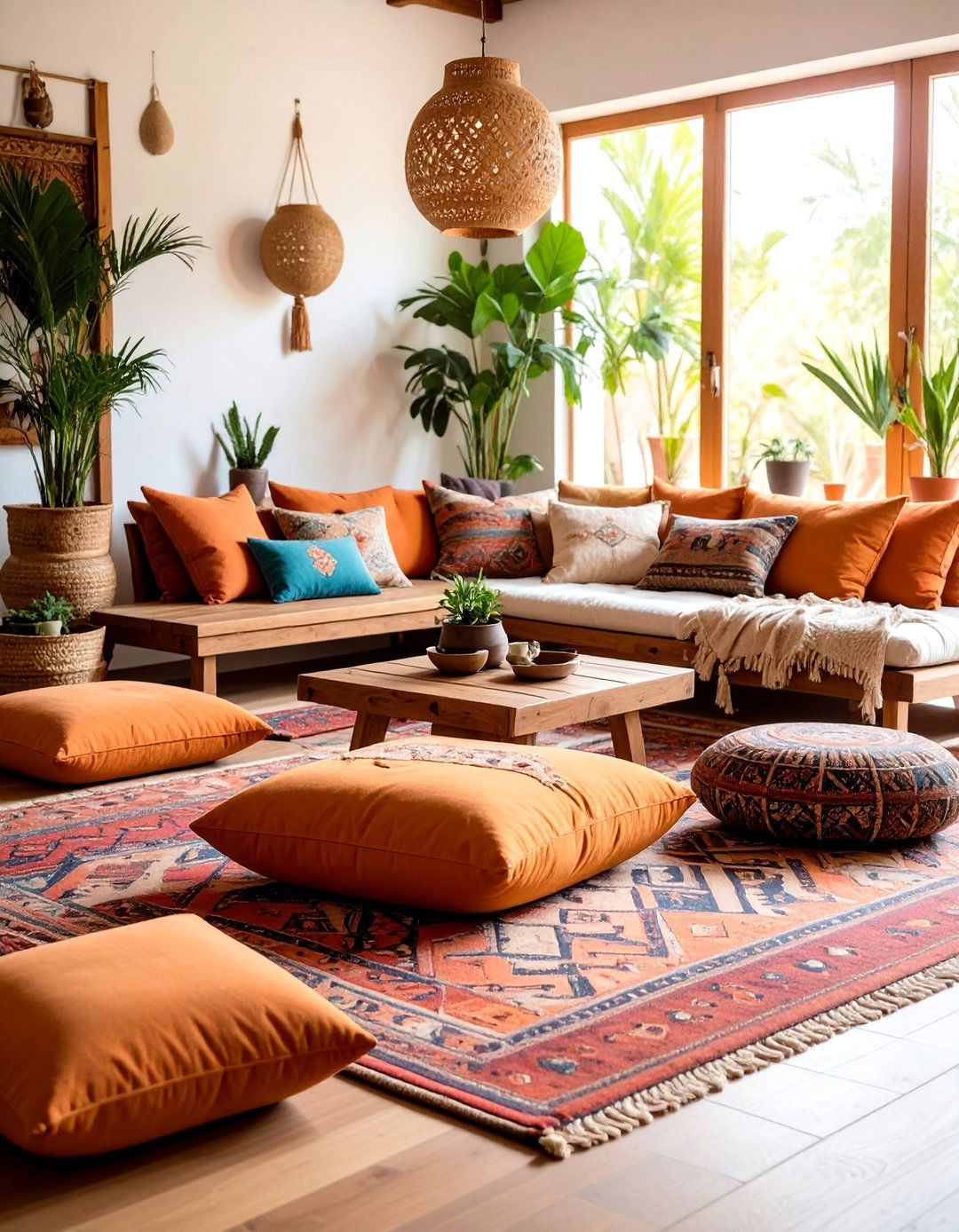 Terracotta Floor Cushion Seating Area - 24 terracotta living room ideas