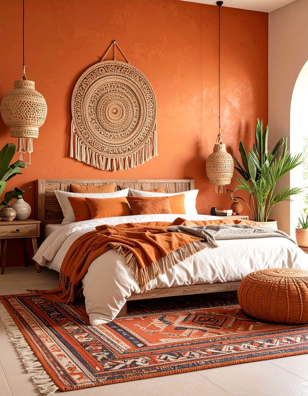 Terracotta Limewash Earthy Bedroom - 24 Limewash Bedroom Ideas
