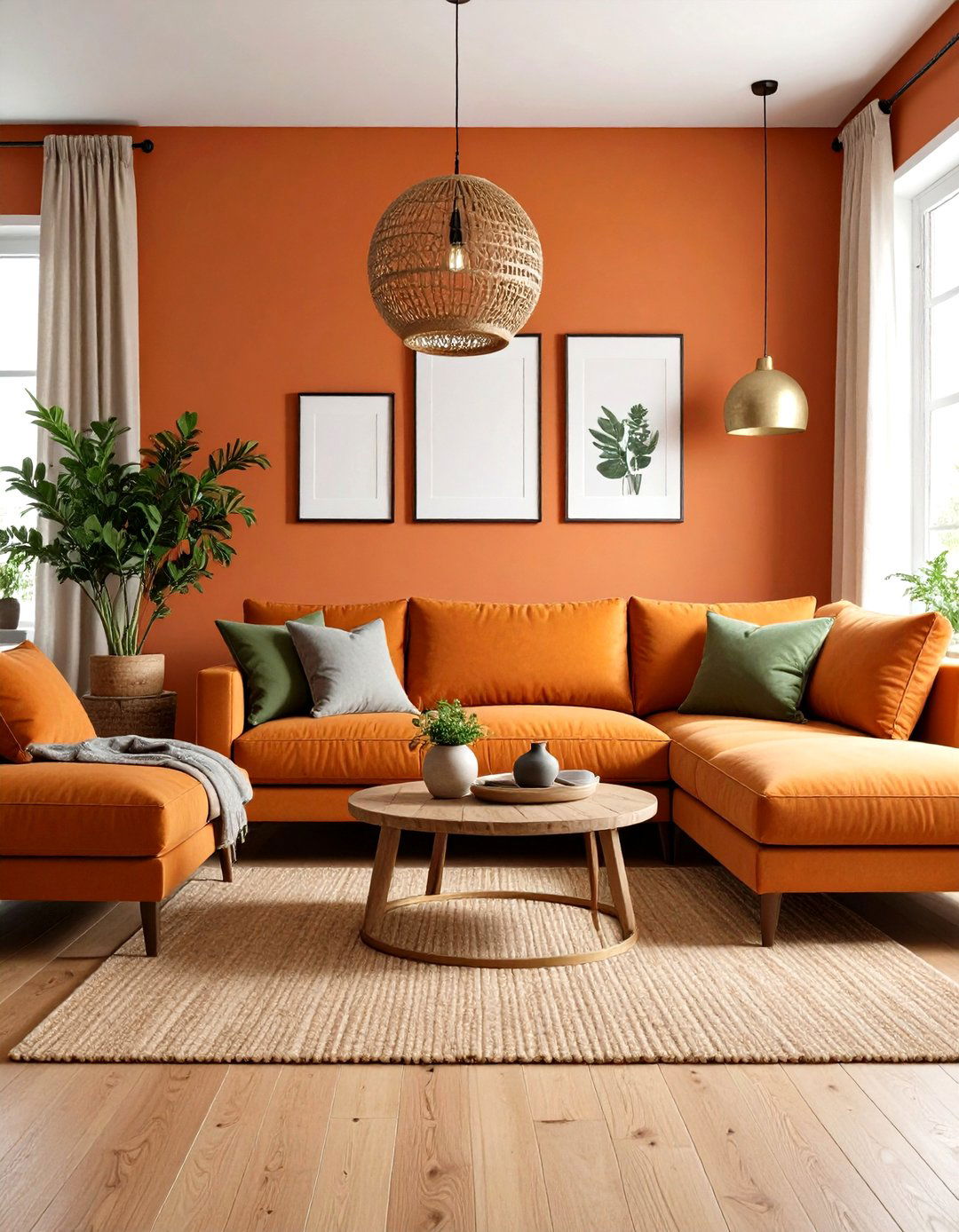 Terracotta Living Room Sanctuary - 24 Orange Accent Wall Ideas
