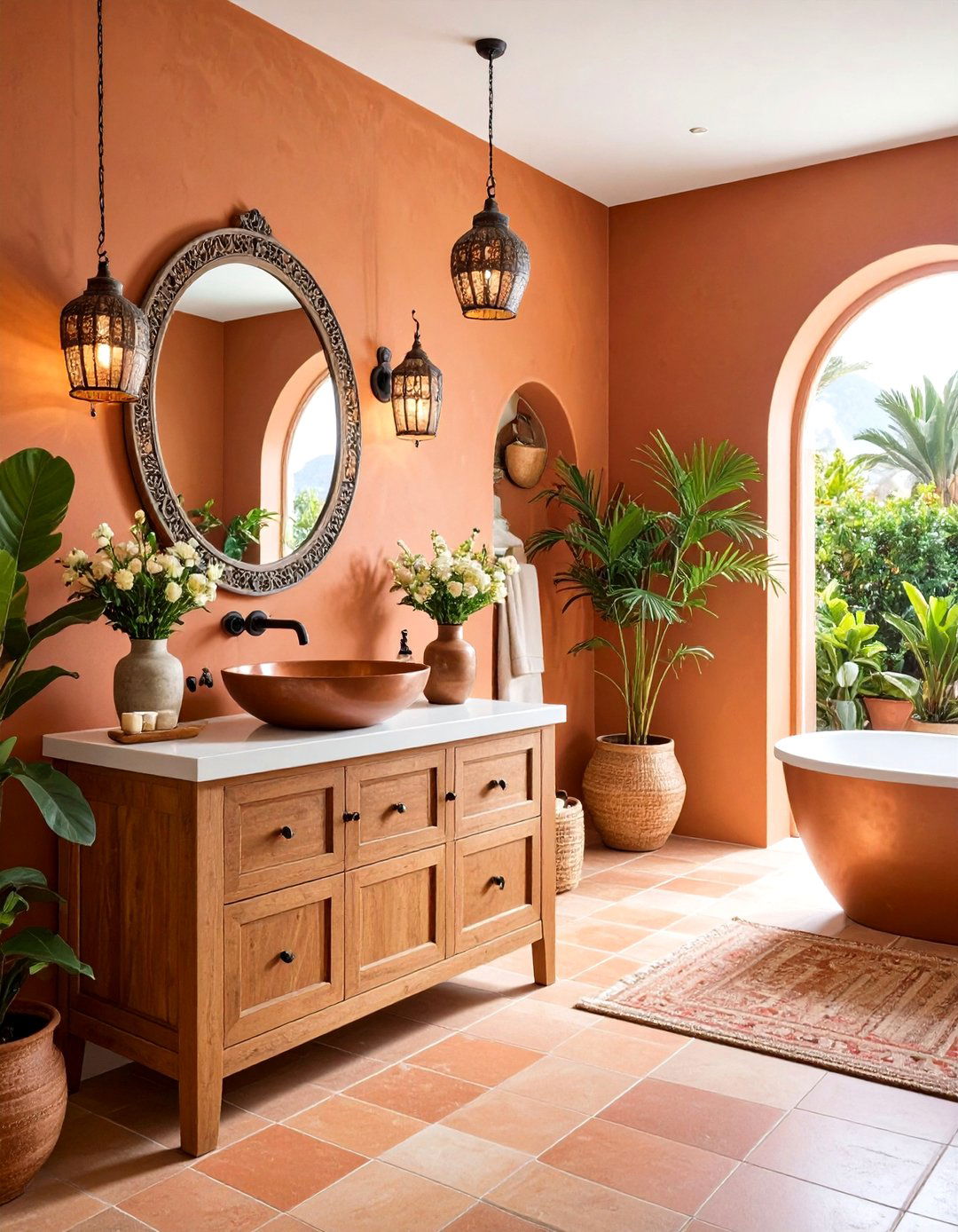 Terracotta Mediterranean Warmth - 24 Brown Bathroom Ideas
