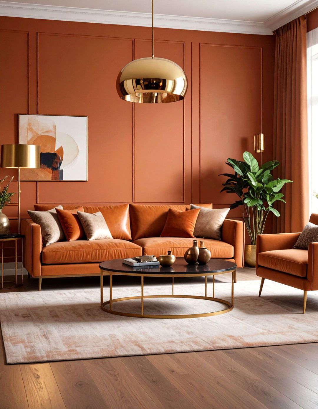 Terracotta Metal Accent Integration - 24 terracotta living room ideas