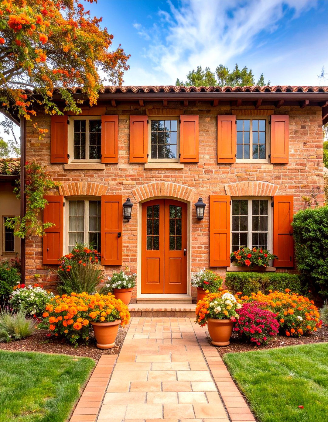 Terracotta Orange Blonde Brick Harmony - 24 Blonde Brick House Color Schemes
