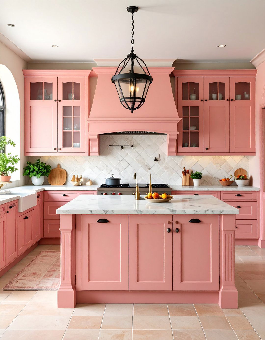 Terracotta Pink Mediterranean Kitchen - 24 Pink Kitchen Ideas