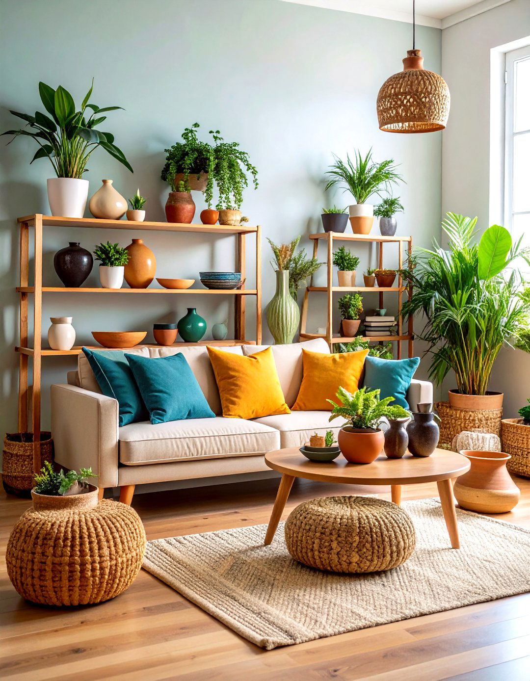 Terracotta Pottery and Planters Display - 24 terracotta living room ideas