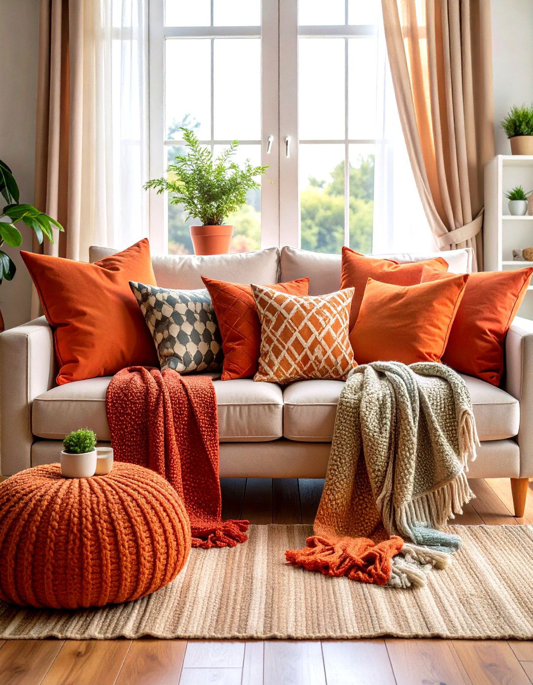 Terracotta Textile and Soft Furnishings Mix - 24 terracotta living room ideas