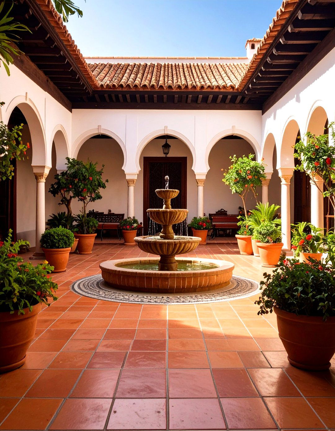 Terracotta Tile Courtyard Oasis - 24 spanish style patio ideas