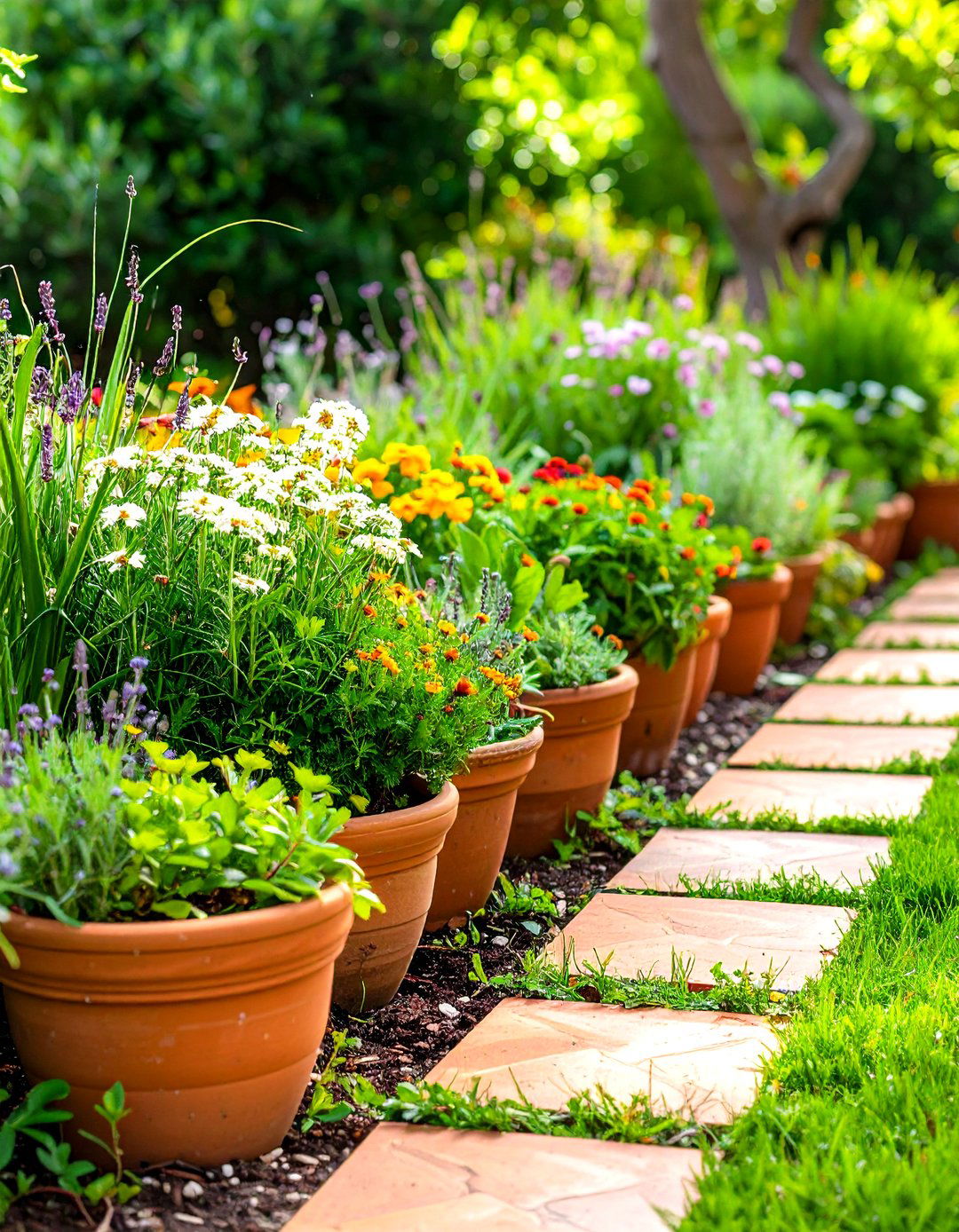 Terracotta Tile Garden Edging - 24 Garden Edging Ideas