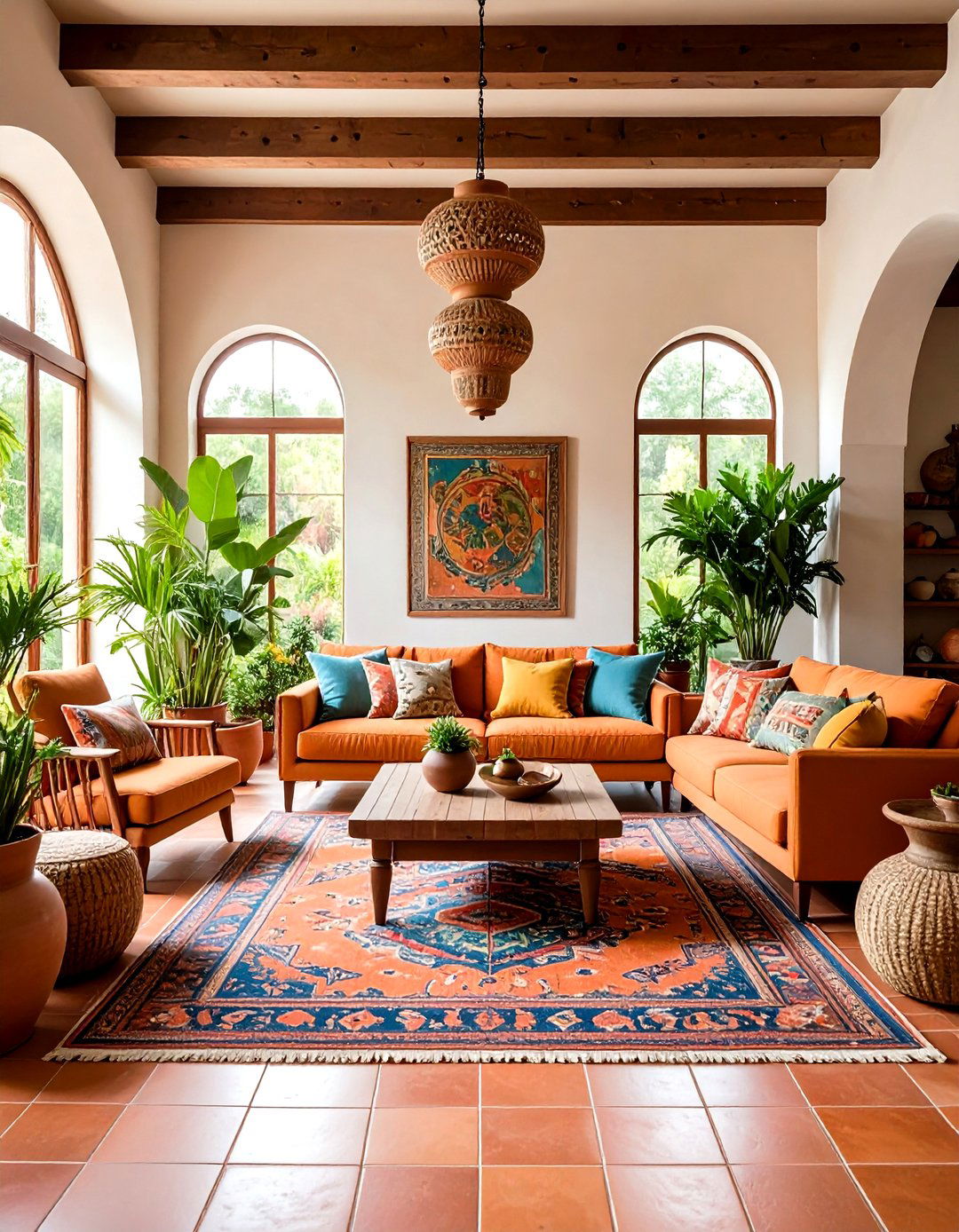 Terracotta Tile Living Room - 24 Southwest Living Room Ideas