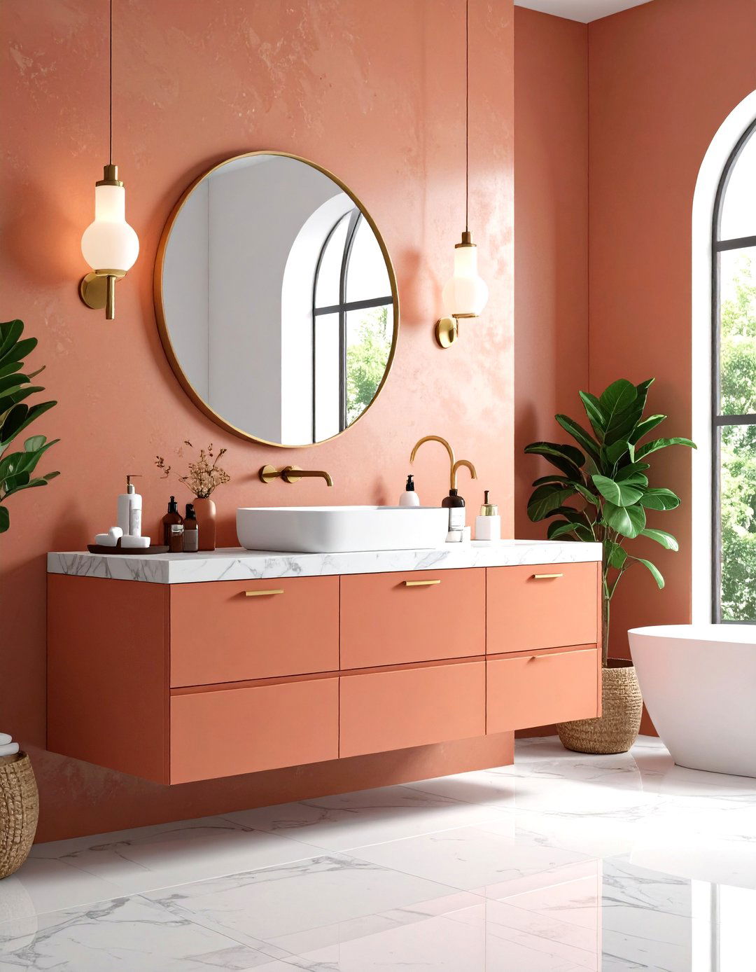 Terracotta Vanity Units - 24 terracotta home decor ideas
