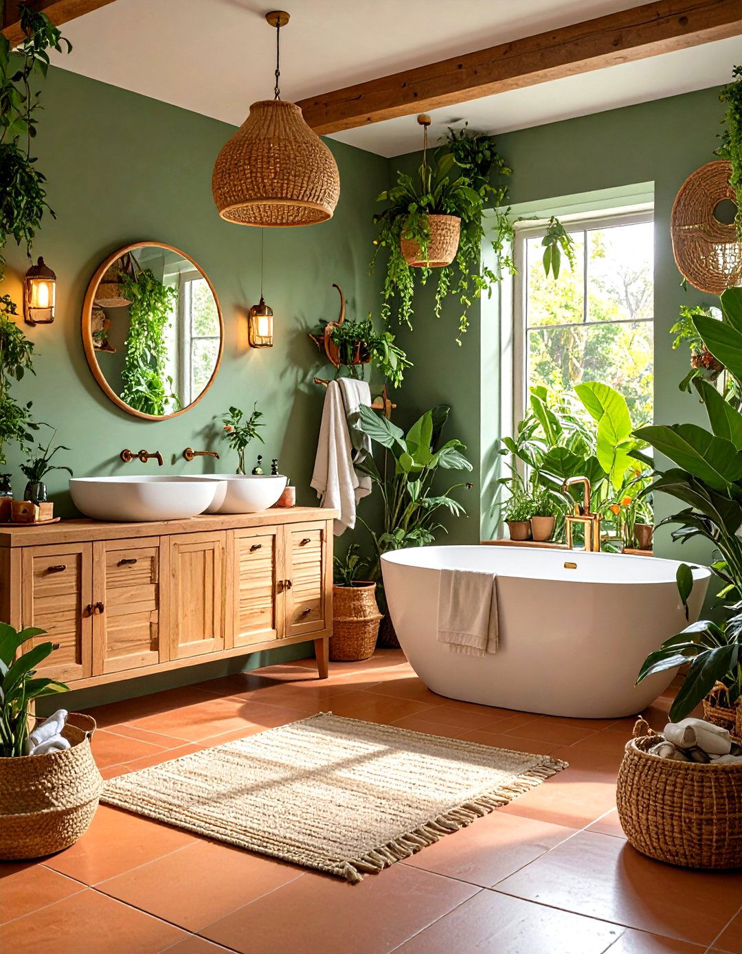 Terracotta and Sage Green Natural Harmony - 24 Terracotta Bathroom Ideas