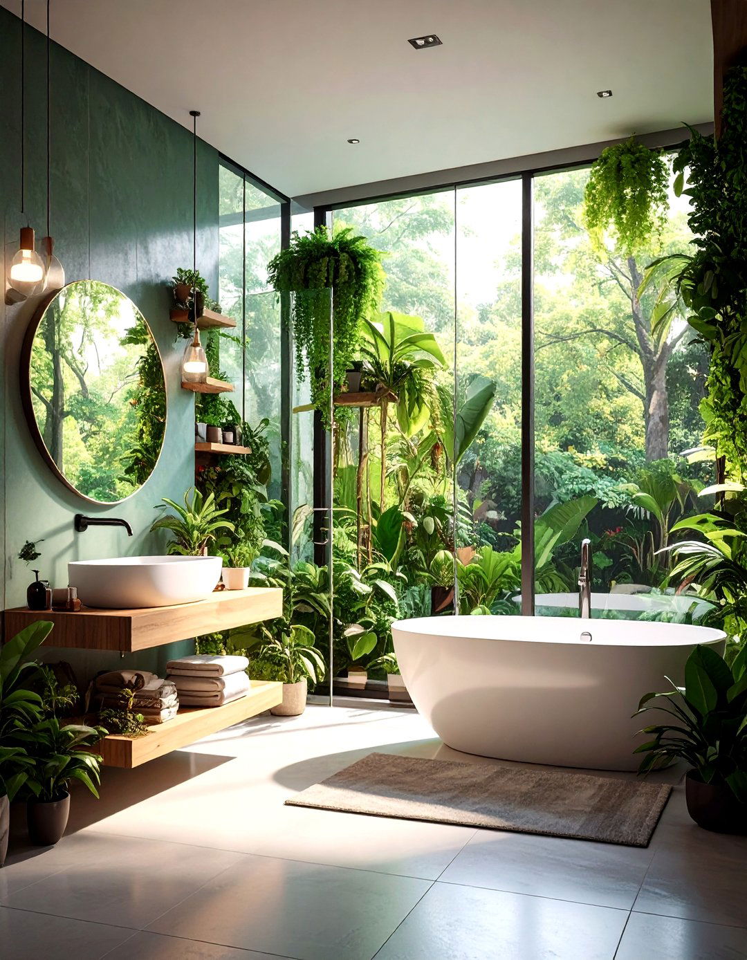 Terrarium Window Wall - 24 Greenhouse Bathroom Ideas