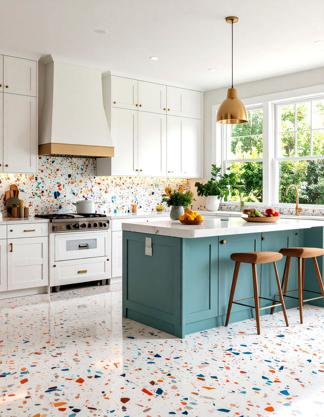 Terrazzo Composite Backsplash - 24 White Cabinet Kitchen Backsplash Ideas