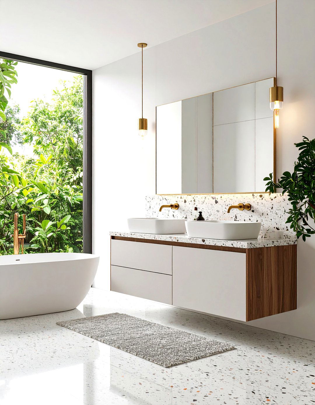 Terrazzo Feature Bathroom - 24 Apartment Bathroom Ideas