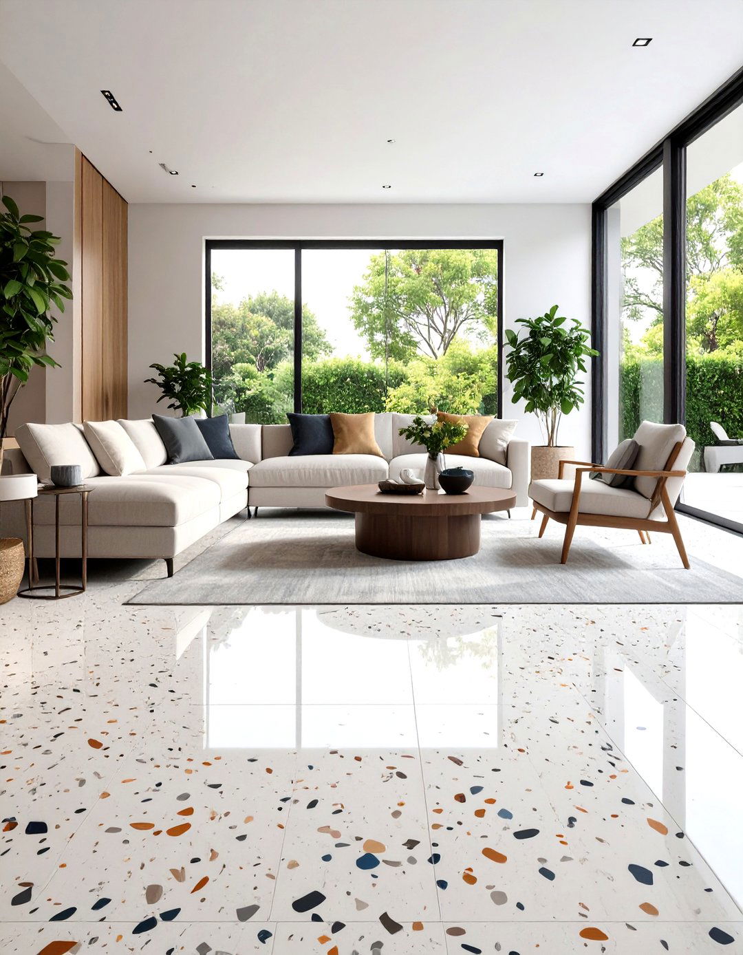 Terrazzo Flooring Installations - 24 Mid-Century Modern Living Room Ideas