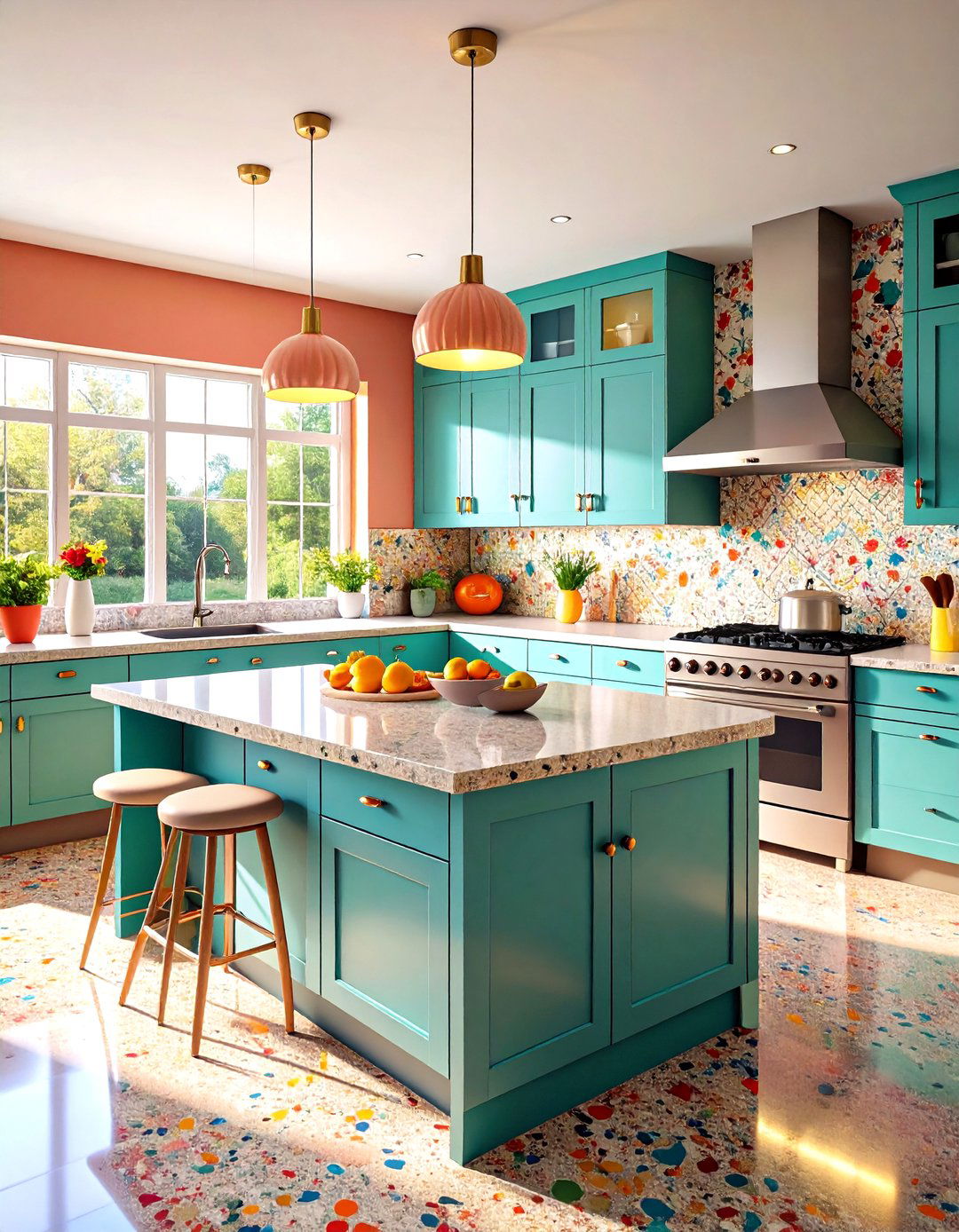Terrazzo Kitchen Countertops with Mid Century Modern Appeal - 24 Kitchen Countertop Ideas