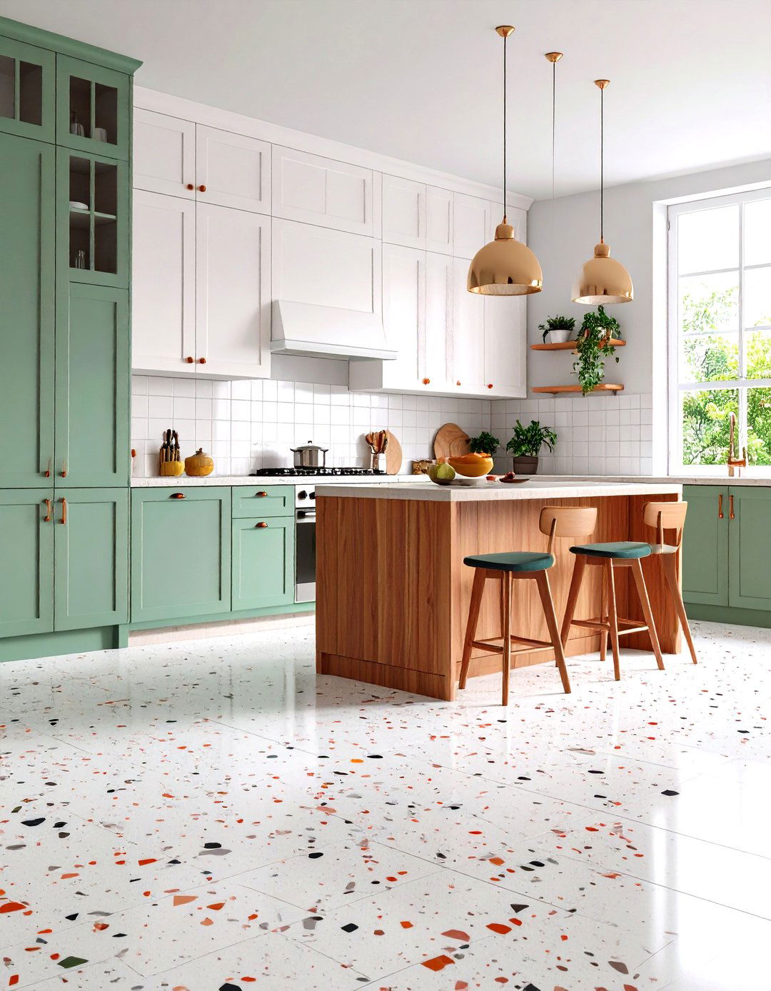 Terrazzo Kitchen Floor Tiles with Speckled Beauty - 24 Kitchen Floor Tile Ideas