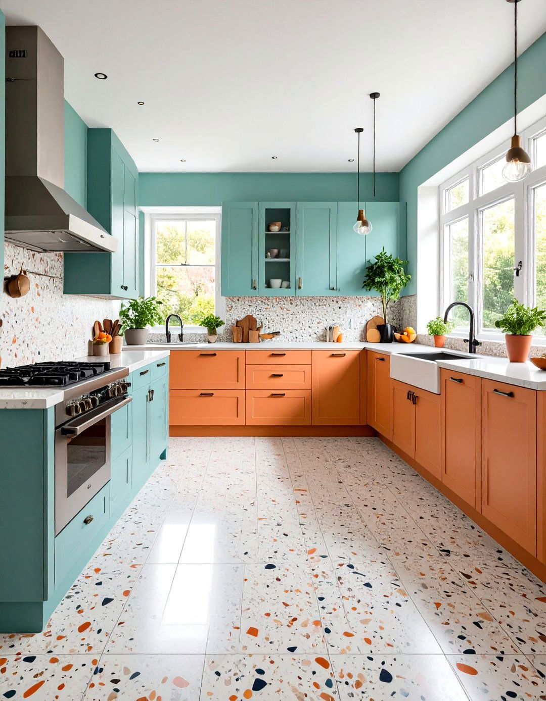 Terrazzo Kitchen Floor with Matching Countertops - 24 Terrazzo Kitchen Floor Ideas