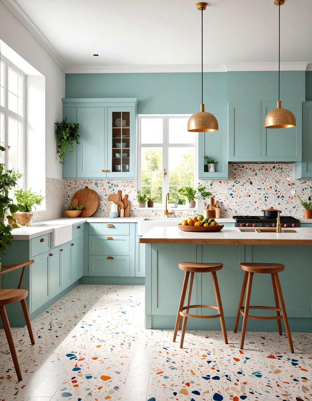 Terrazzo Mosaic Small Format Kitchen Tiles - 24 Kitchen Floor Ideas