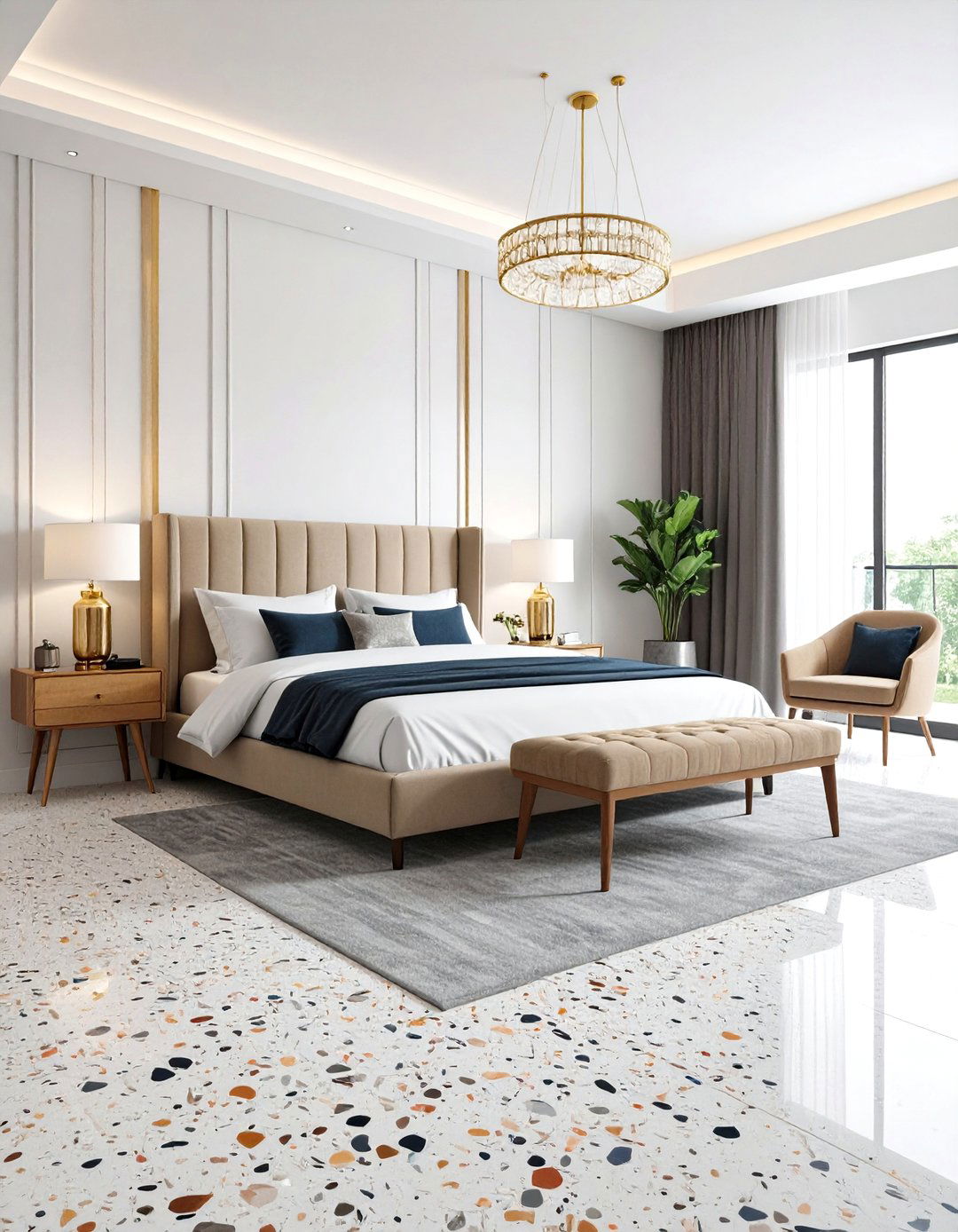 Terrazzo Overlay Concrete Bedroom Floors - 24 Concrete Floor Bedroom Ideas