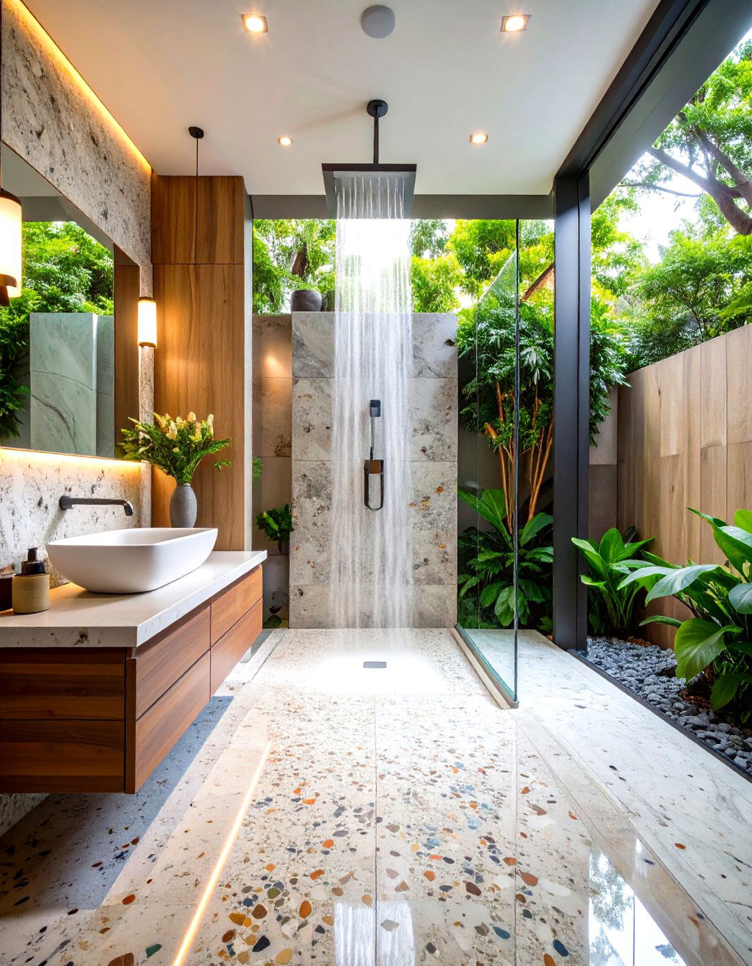 Terrazzo Speckled Stone Effect - 24 Walk-in Shower Tile Ideas