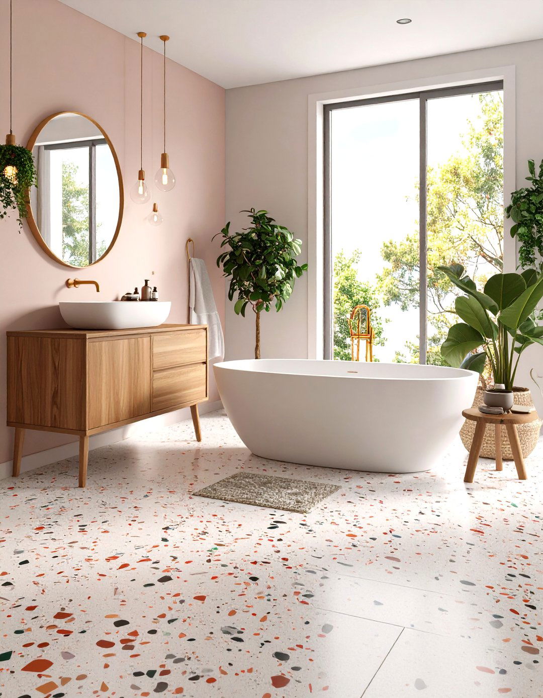 Terrazzo Style Composite Floors - 24 Bathroom Flooring Ideas