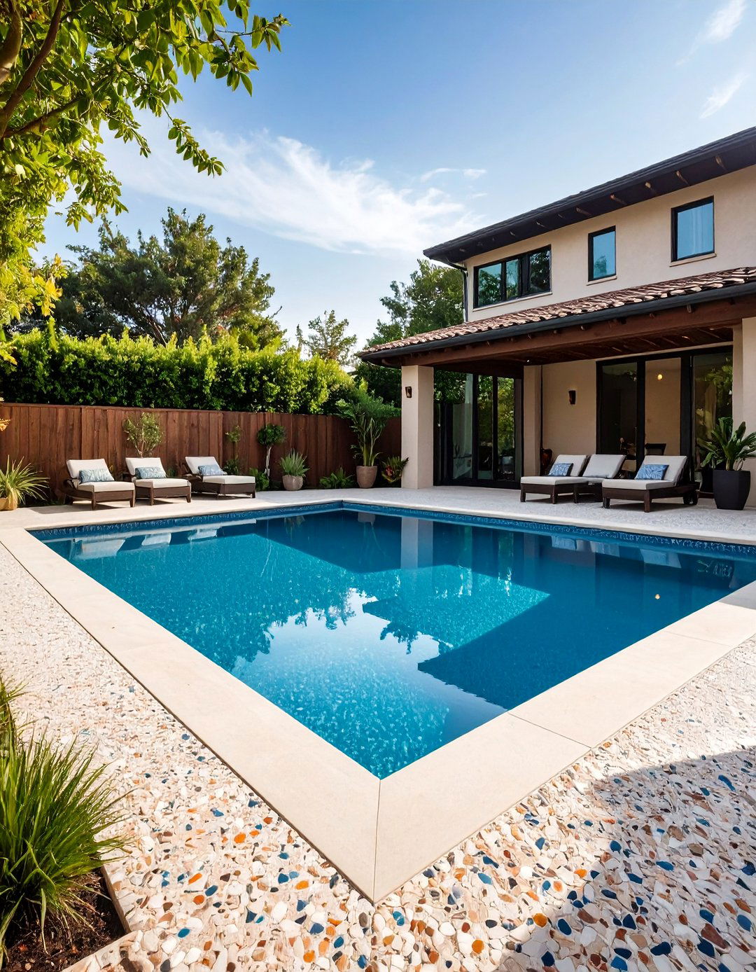 Terrazzo Style Pool Deck - 24 Concrete Pool Deck Ideas