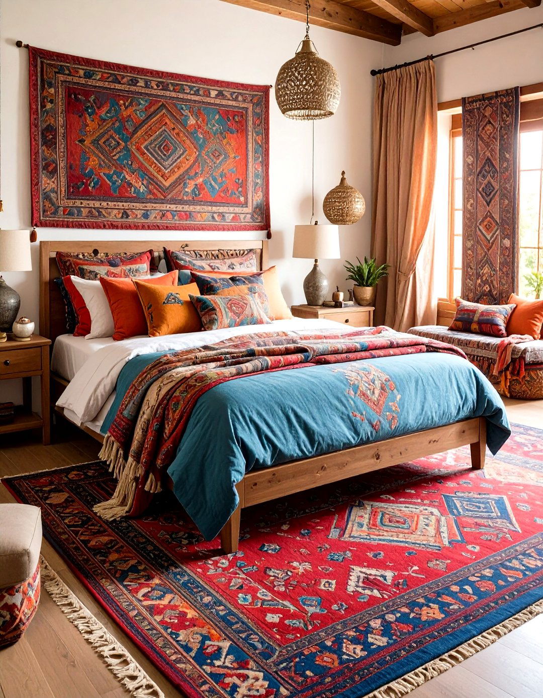 Textile Layering Paradise - 24 Moroccan Themed Bedroom Ideas