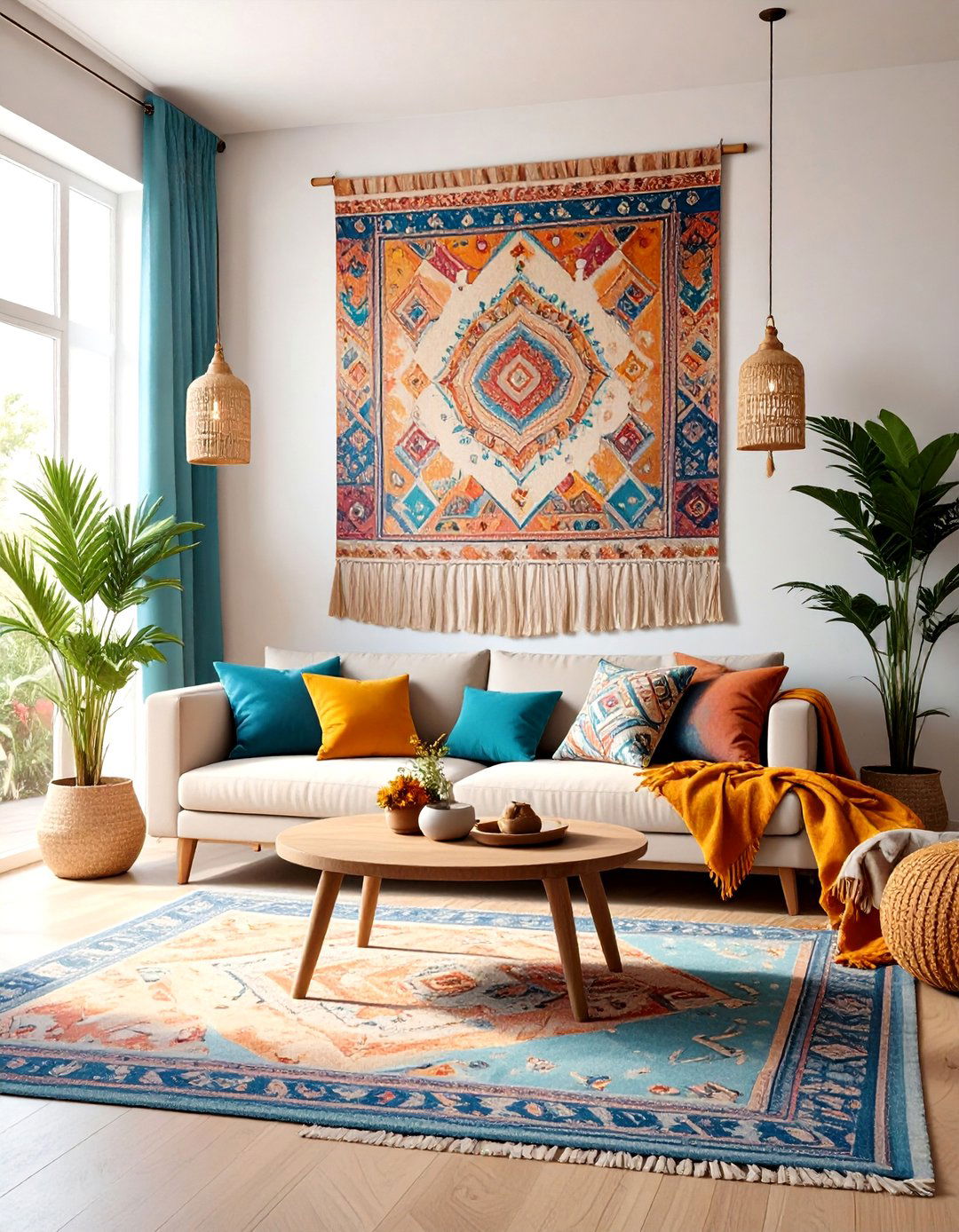 Textile Wall Hanging Displays - 24 Budget Apartment Living Room Ideas