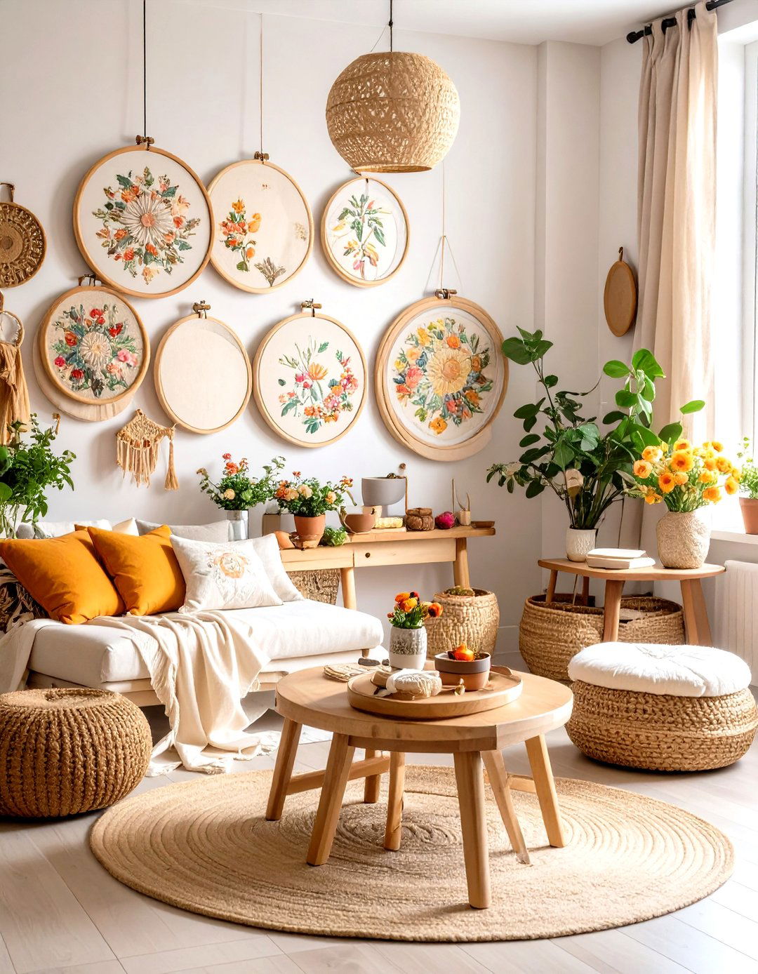 Textile and Embroidery Hoop Art - 24 Boho Wall Decor Ideas